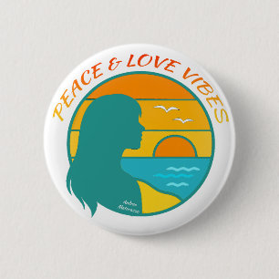 Badge Rond 5 Cm Vibes de Paix & d'Amour
