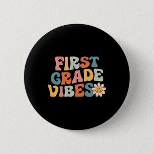 Badge Rond 5 Cm Vibes de première année - Équipe de 1re année Rétr
