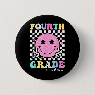 Badge Rond 5 Cm Vibes de quatrième année visage souriant Équipe de