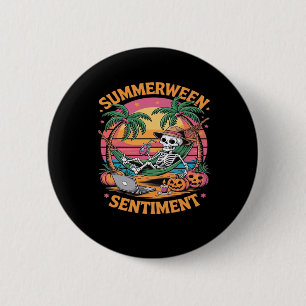 Badge Rond 5 Cm Vibes de Summerween, Vacances d'été squelettiques,