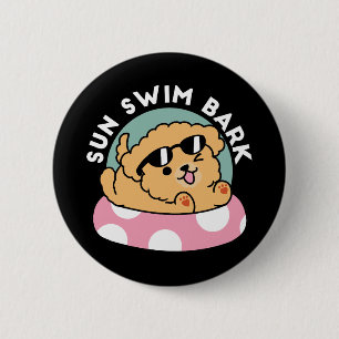 Badge Rond 5 Cm Vibes d'été Chien - Chiot flottant avec lunettes d
