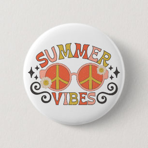 Badge Rond 5 Cm Vibes d'été Lunettes de soleil de paix