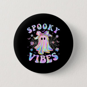 Badge Rond 5 Cm Vibes éffrayantes Ghost Retro Halloween Boo Boo Cr