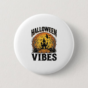 Badge Rond 5 Cm Vibes Halloween T-Shirt Vintage Lune Hantée Design
