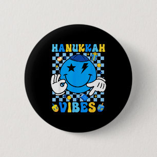 Badge Rond 5 Cm Vibes Hanukkah Groovy Chanukah Pyjama Hanukkah Joy