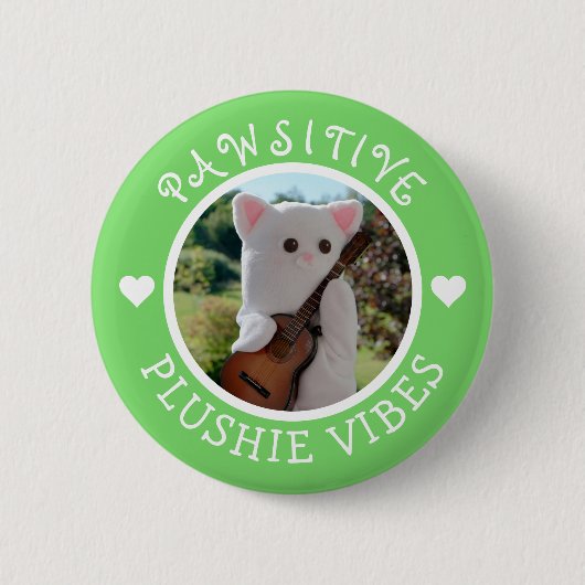 Badge Rond 5 Cm Vibes Pawsitive Vert Cute Kawaii Photo (Devant)