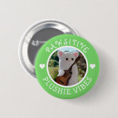 Badge Rond 5 Cm Vibes Pawsitive Vert Cute Kawaii Photo (Devant & derrière)