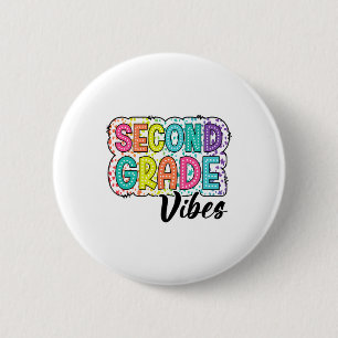 Badge Rond 5 Cm Vibes rétro de 2e année Ck pour l'école Équipe de