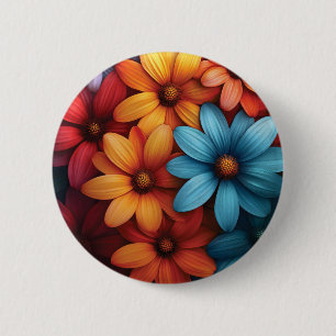 Badge Rond 5 Cm Vibrant couleur marron, bleu, jaune, couleur orang