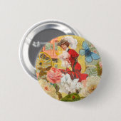 Badge Rond 5 Cm Victorian Lady Woman Fun Carriage (Devant & derrière)