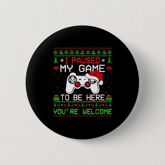 Badge Rond 5 Cm Video Game Christmas Ugly Sweater Funny Gamer Gami (Devant)