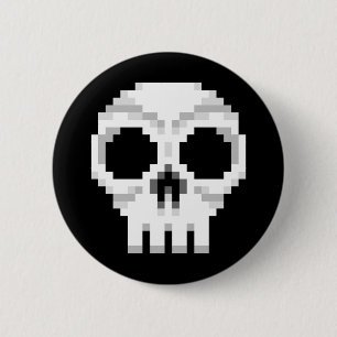 Badge Rond 5 Cm Videogame - Crâne de mort - Pixel Art