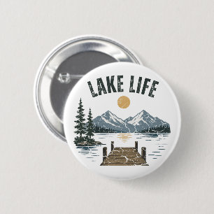 Badge Rond 5 Cm Vie au lac rétro grunge vacances en famille assort