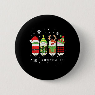 Badge Rond 5 Cm Vie de Noël Noël Noël Noël Paid Père Noël Elf Rein