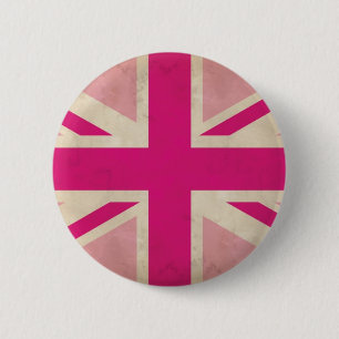 Badge Rond 5 Cm Vieil insigne rose de bouton d'Union Jack