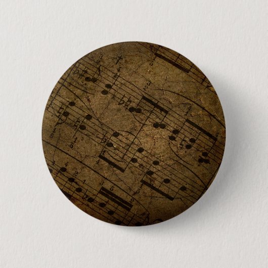 Badge Rond 5 Cm Vieille illustration musicale de feuille, notes (Devant)