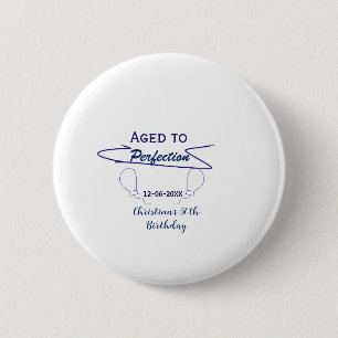 Badge Rond 5 Cm vieilli à la perfection 50e anniversaire ballon bl
