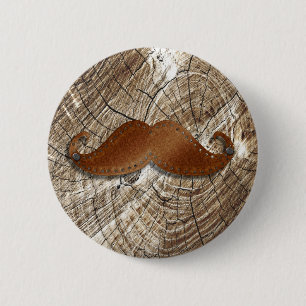 Badge Rond 5 Cm Vielle moustache en métal rouillé avec de petits