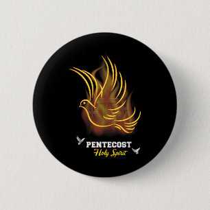 Badge Rond 5 Cm Viens Saint-Esprit Colombe Croix Chrétien Jésus Pe