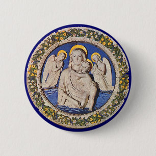 BADGE ROND 5 CM VIERGE AVEC ENFANT ET ANGELS