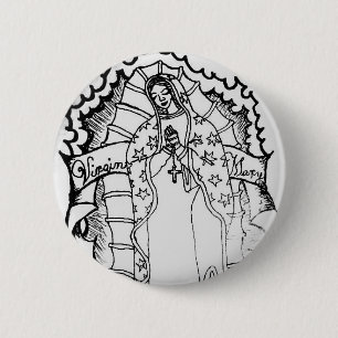 Badge Rond 5 Cm Vierge Marie