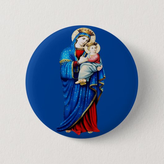 Badge Rond 5 Cm Vierge Marie avec Bébé Jésus (Devant)