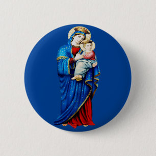 Badge Rond 5 Cm Vierge Marie avec l'Enfant Jésus