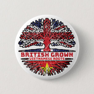 Badge Rond 5 Cm Viêt Nam Royaume-Uni Royaume-Uni Arbre britannique
