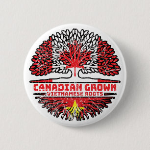 Badge Rond 5 Cm Viêt-nam Viêt-Nam Drapeau canadien des racines d'a