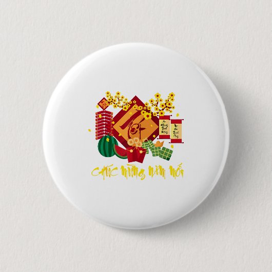 Badge Rond 5 Cm Vietnamese Lunar New Year 2026 Tet Viet Chuc Mung  (Devant)