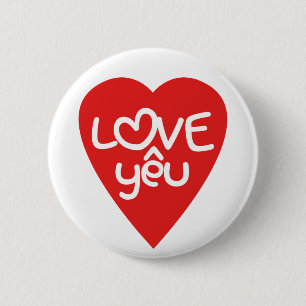Badge Rond 5 Cm Vietnamien Valentine ♥ Love Yêu ♥ Asian Wordplay