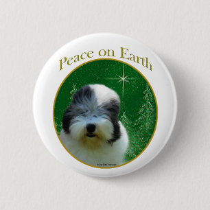 Badge Rond 5 Cm Vieux anglais Sheepdog Peace