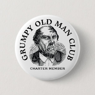 Badge Rond 5 Cm Vieux bouton vintage de vieil homme grincheux