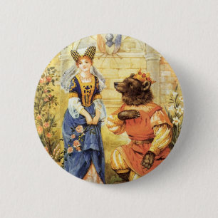 Badge Rond 5 Cm Vieux Conte de Fées, La Belle et la Bête