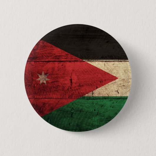 Badge Rond 5 Cm Vieux drapeau en bois de la Jordanie (Devant)