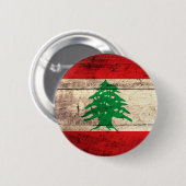Badge Rond 5 Cm Vieux drapeau en bois de Labanon (Devant & derrière)