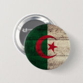 Badge Rond 5 Cm Vieux drapeau en bois de l'Algérie (Devant & derrière)