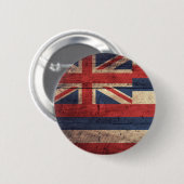 Badge Rond 5 Cm Vieux drapeau en bois d'Hawaï ; (Devant & derrière)