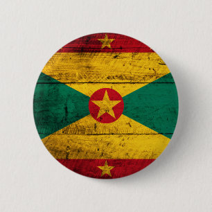 Badge Rond 5 Cm Vieux drapeau en bois du Grenada