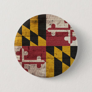 Badge Rond 5 Cm Vieux drapeau en bois du Maryland