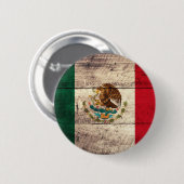Badge Rond 5 Cm Vieux drapeau en bois du Mexique (Devant & derrière)
