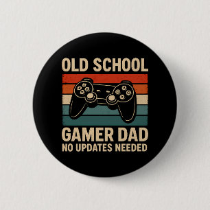 Badge Rond 5 Cm Vieux Gamer Papa Retro Contrôleur