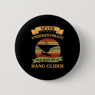 Badge Rond 5 Cm Vieux Homme Hang Glider Hang Glider Extreme Sports