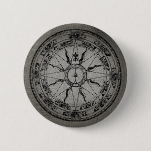 Badge Rond 5 Cm Vieux rose de boussole (B&W)