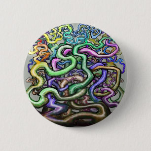 Badge Rond 5 Cm Vignes arc-en-ciel torsadées