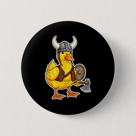 Badge Rond 5 Cm Viking Duck Funny Warrior Design  (Devant)