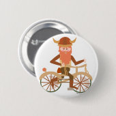 Badge Rond 5 Cm Viking faisant du vélo (Devant & derrière)
