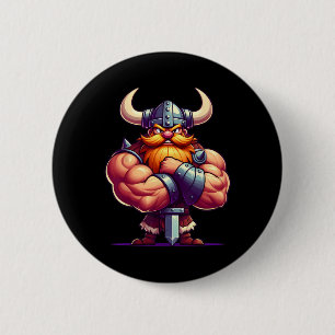 Badge Rond 5 Cm Viking Flexing Muscles Van Lover Bodybuilding Gym
