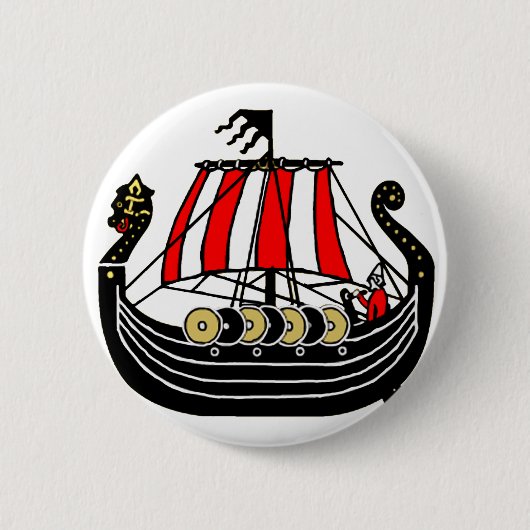 Badge Rond 5 Cm Viking Long Ship pour Vikings (Devant)