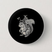 Badge Rond 5 Cm Viking Riding Squirrel Funny Warrior Art (Devant)